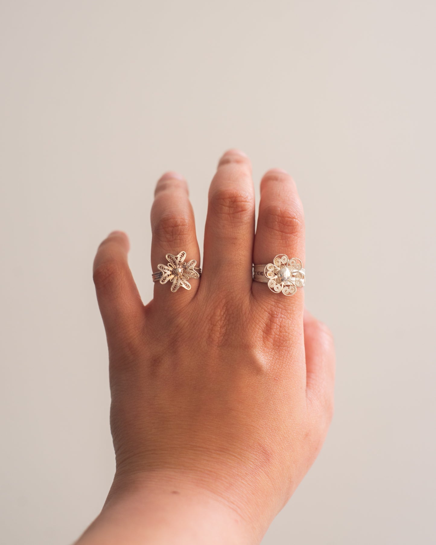 Silver flower ring