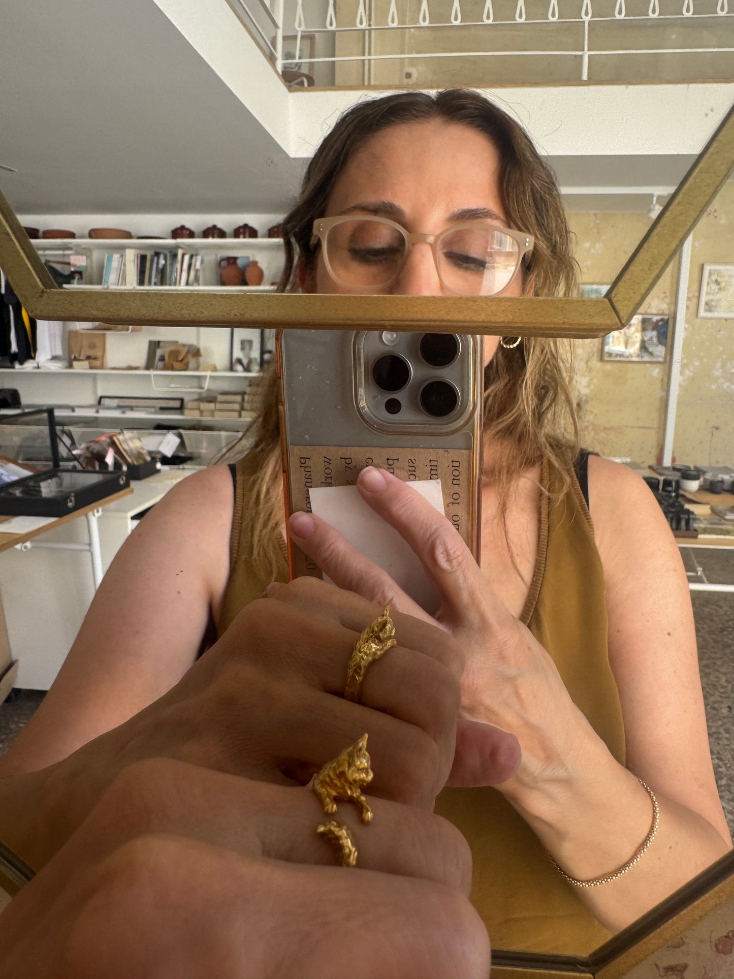 Handmade Gold Cat Ring