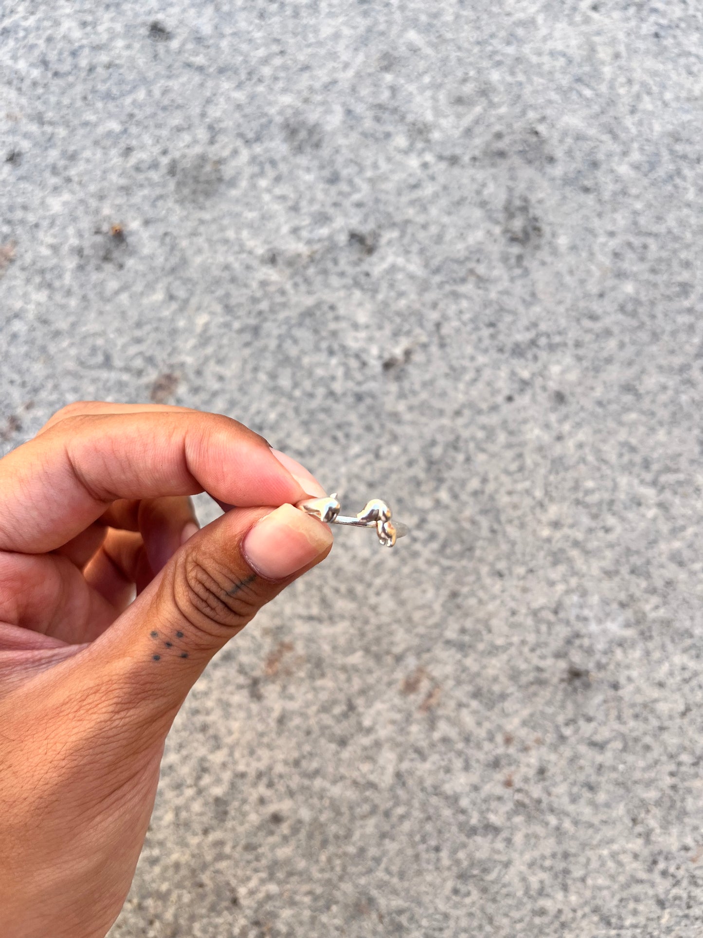 Silver tiny dog ring