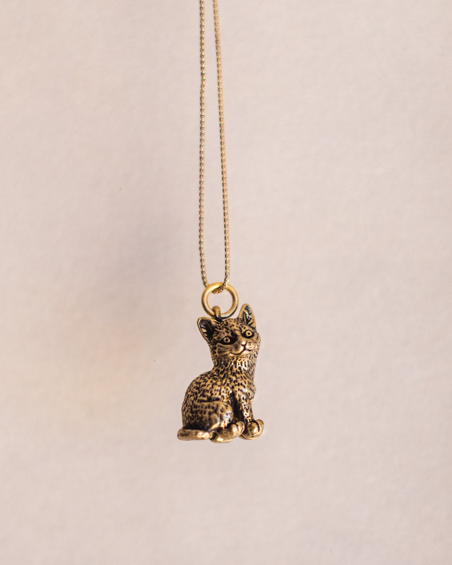 Cat necklace bronze