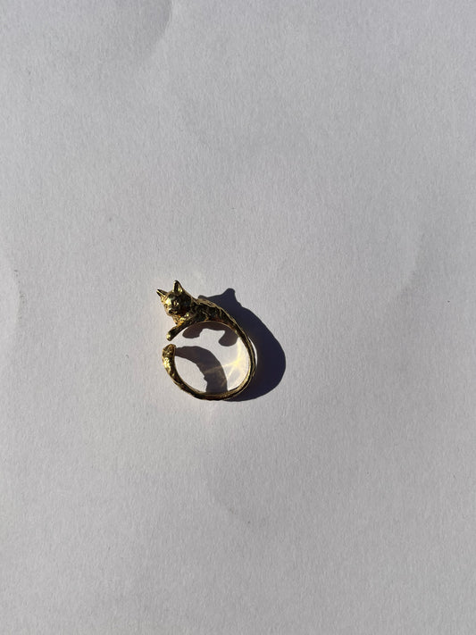 Handmade Gold Cat Ring