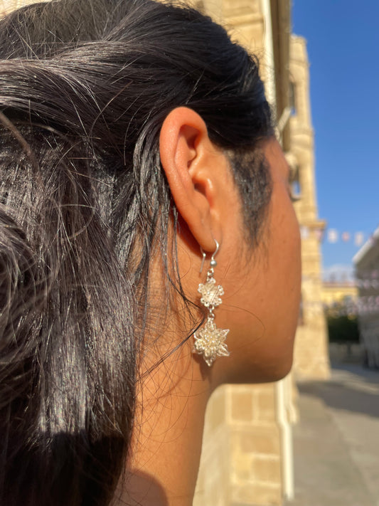 Silver flower earrings