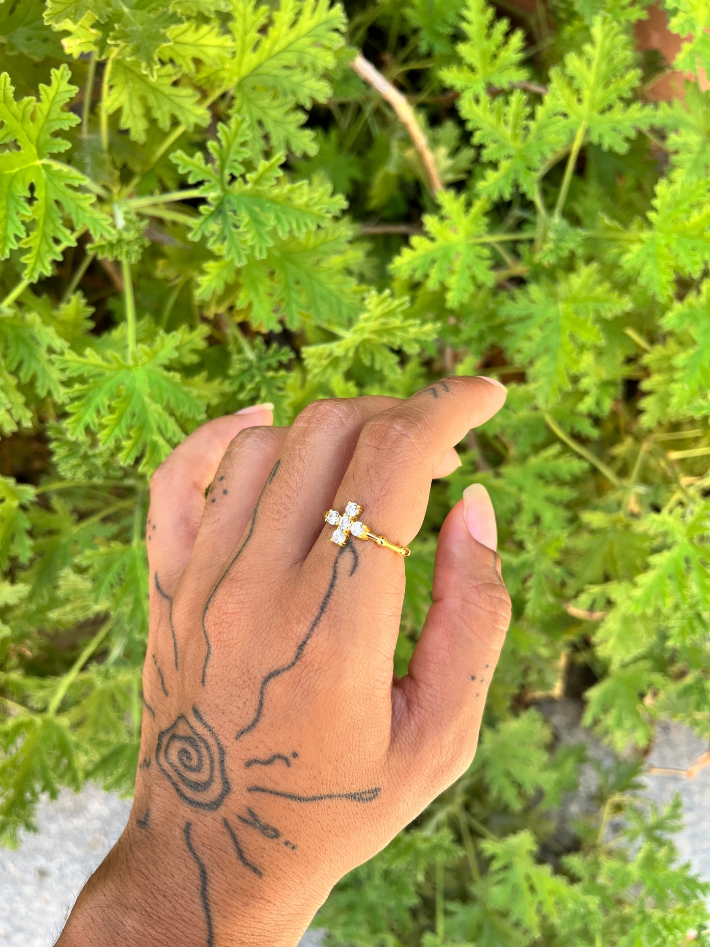 Gold diamond cross ring