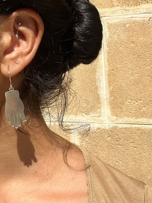 Silver hand earrings