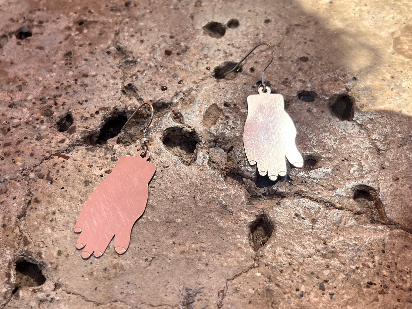 Silver hand earrings