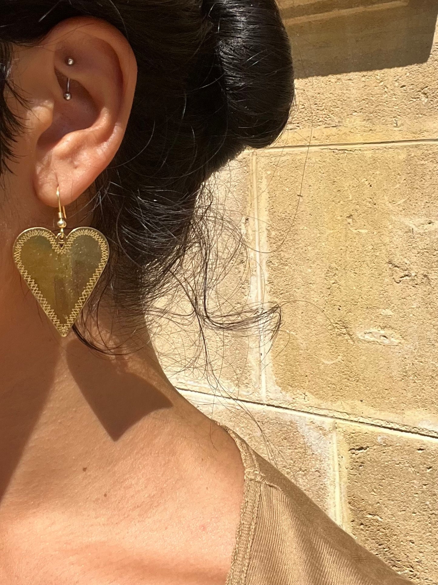 Gold heart earrings