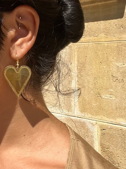 Gold heart earrings