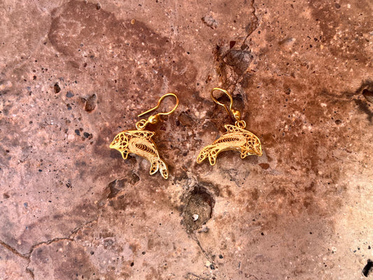 Gold dolphin earrings
