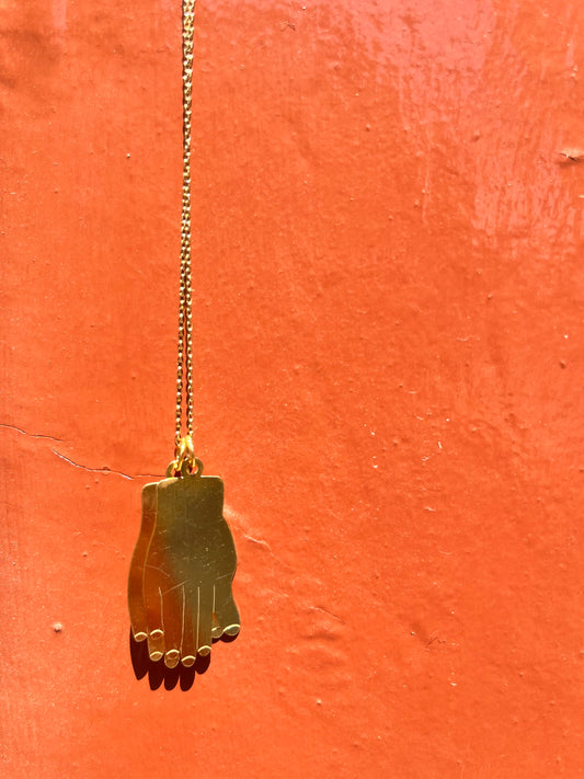 Gold hand necklace