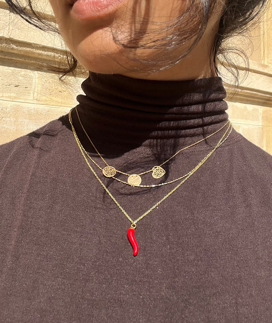 Red chilli pepper lucky charm necklace