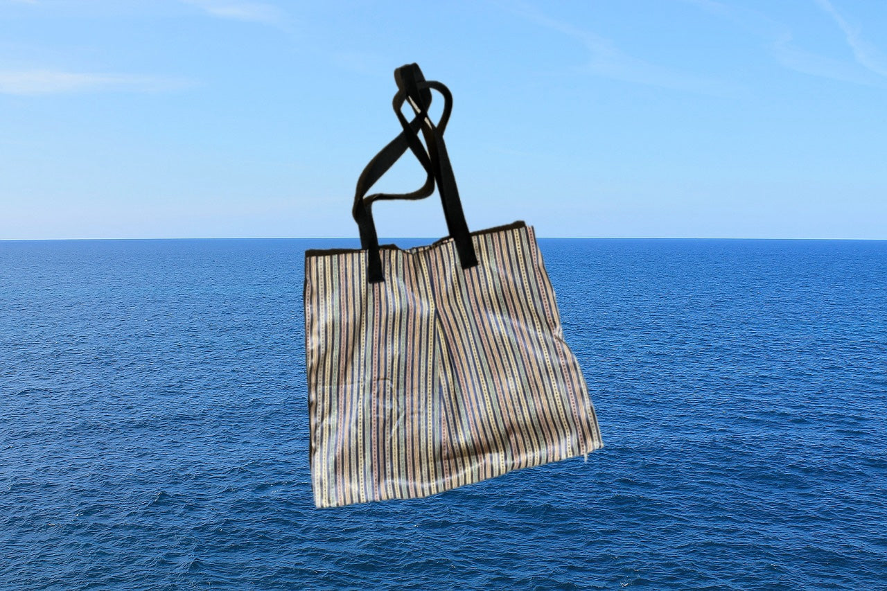 Shiny fabric tote bag